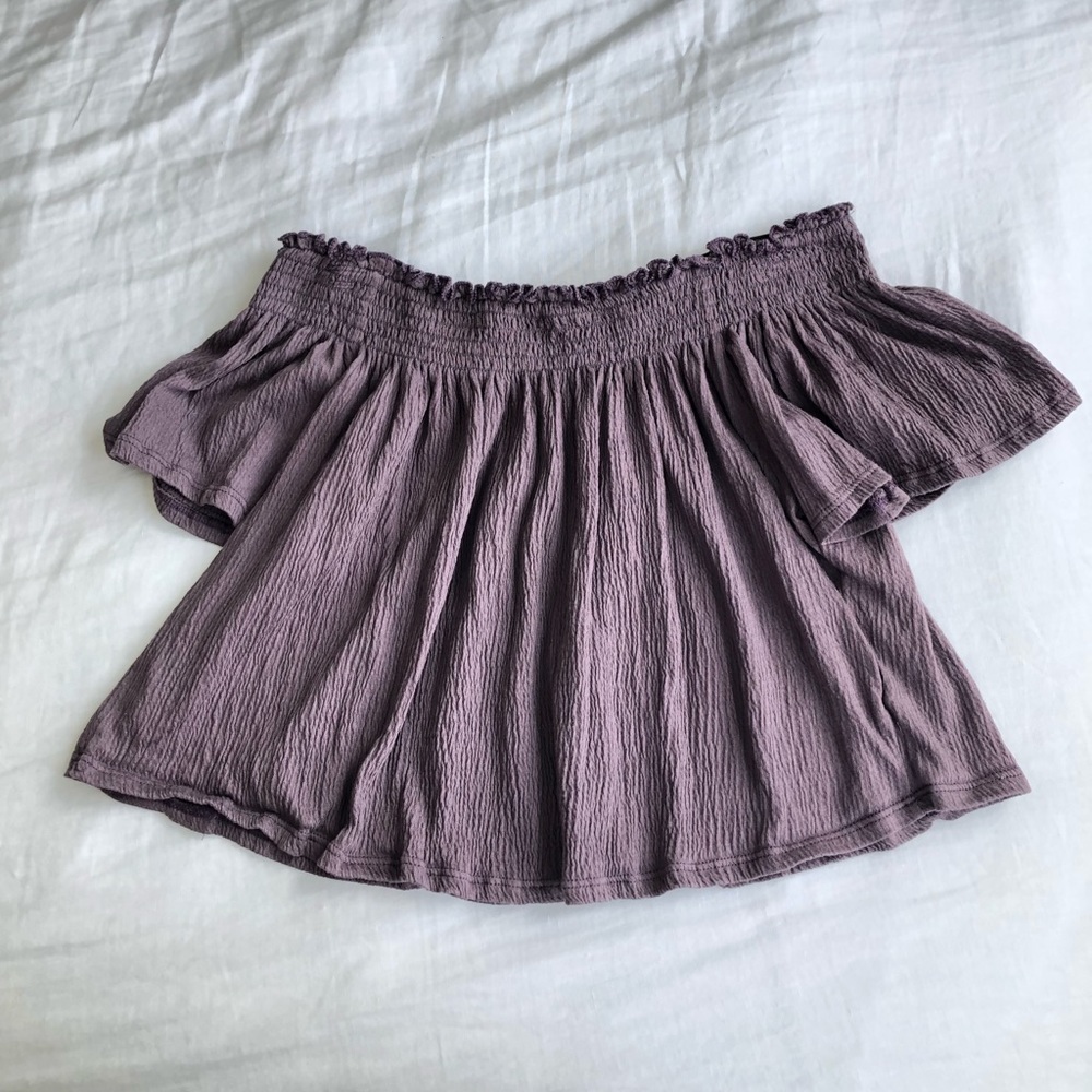 purple off the shoulder top
